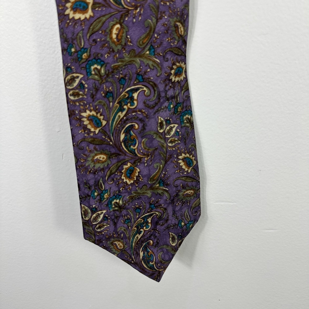 Vintage‎ Christian Dior Tie Mens Silk Paisley Floral Made USA Neckwear Dress 90s